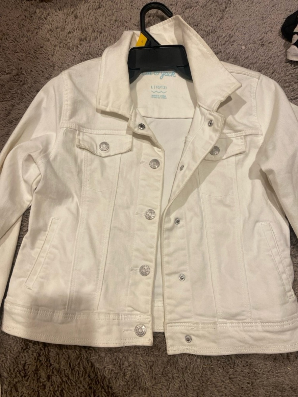 Cat & Jack White Denim Jacket with Silver Buttons